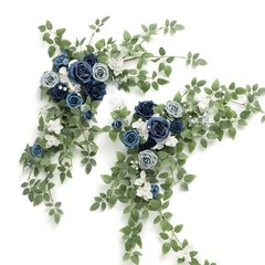 Ling’s Moment 2PCS Dusty Blue Artificial Floral Swags Centerpieces Wedding Fl…