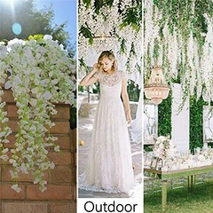 12Pcs Artificial Wisteria Flowers 3.6 Feet/Piece White Dense Artificial Fake