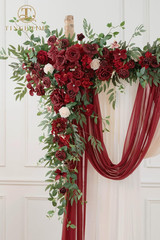 Deluxe Wedding Arch Flowers Kit with 3 Sheer Drapes – 5Pcs Silk Arrangements