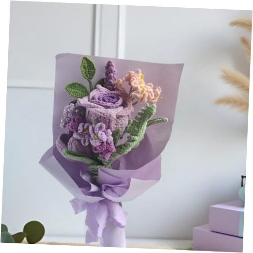 Romantic Lavender Crochet Flower Bouquet, Gifts for Women Anniversary, Lilac