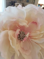 9” Wedding Brooch Bouquet Rhinestone Gem Bridal Satin Rose Peonies Flower Faux
