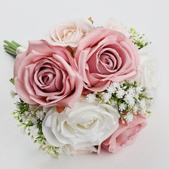 Set of 6 Dusty Pink & White Bridesmaid Bouquets – Silk Flower Arrangements