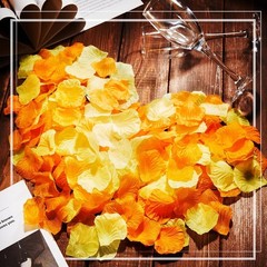 2000 Pcs Orange Yellow Rose Petal Wedding Decorations Fake Silk Rose Flower