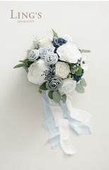 Ling’s Moment Dusty Blue Bridal Bouquet for Bride, Blue Wedding Bouquets for …