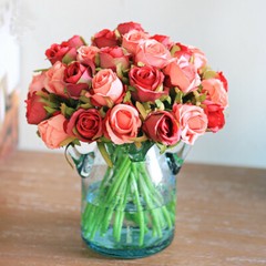 US 12Head Silk Rose Flowers Floral DIY Bridal Wedding Bouquet Home Garden Vibes