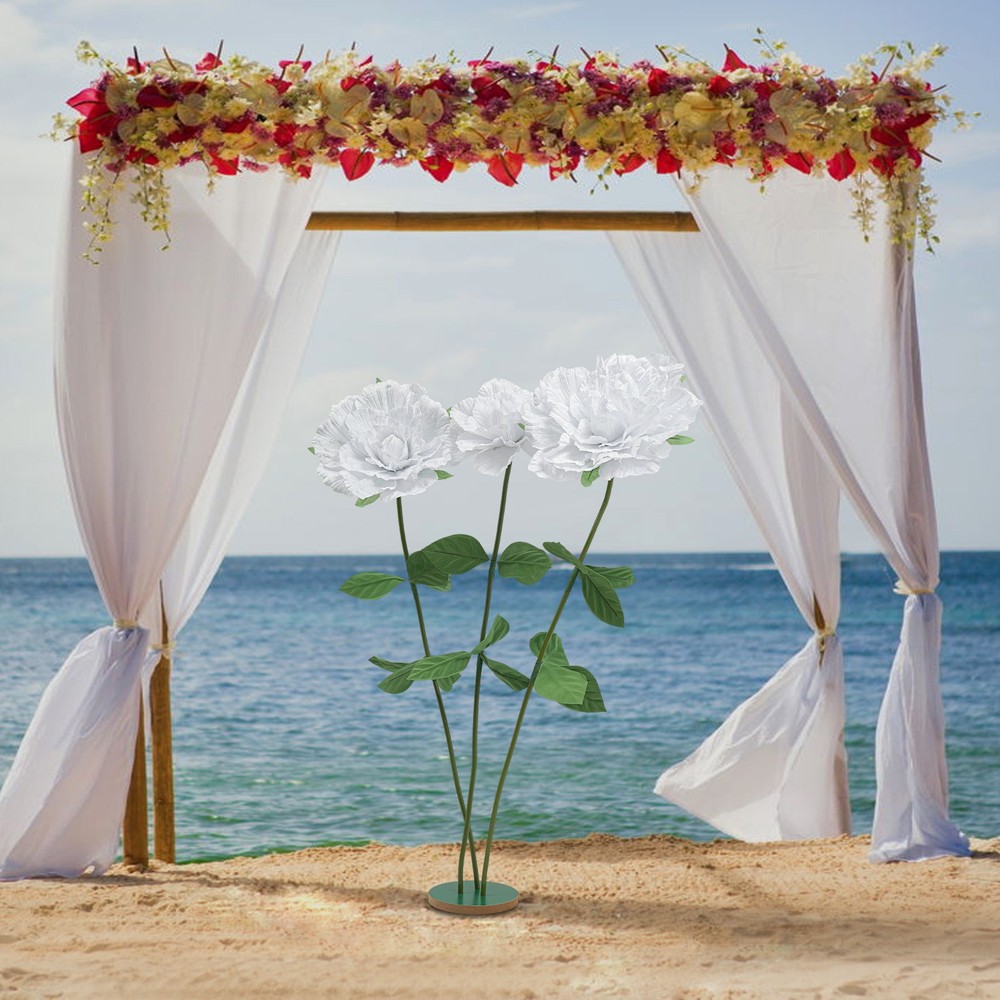 White Giant Artificial Flowers, Giant Rose, Artificial Flowers with Base Durable