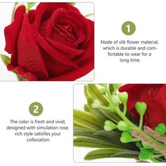 2Pcs Red Simulated Flower Boutonniere for Wedding Party Bride and Groom
