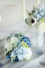 Ling’s Moment Dusty Blue Wedding Table Centerpieces Mini Bridesmaid Bouquets …