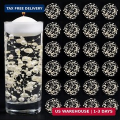 YATOJUZI 30 PCS Artificial Pearl String Beige Vase Filler Floating Pearls for Va