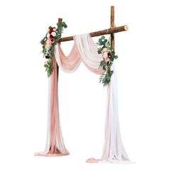Artificial Wedding Arch Flowers Kit Pink With 2 Pcs Flowers 2 Pcs Drapes