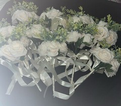 10 Bridal Bridesmaid Wedding Bouquet Artificial Champagne Blush Roses NEW