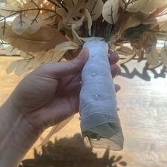 Bridal Wedding Bouquet Budget Friendly Handmade Faux Flowers White Pink Orange
