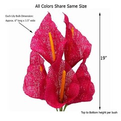 25 Fuchsia BURLAP LARGE CALLA LILY Wedding FLOWERS Bouquets Centerpieces SALE