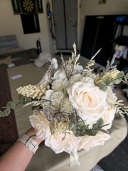 Bride and Maid of Honor Artificial White Rose & Eucalyptus Wedding Bouquet Set