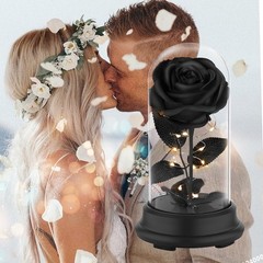 Deluxsa Forever Preserved Black Rose Birthday Gifts for Women,Eternal Flower
