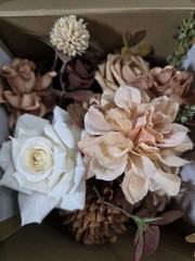 Ling’s Moment “Sparrow” Bouquet 7 inch for Bride or Bridal Party, Brown Gold