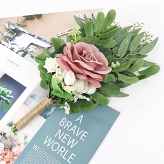 8 Inch Bridesmaid Bouquets Set of 4 – Artificial Flowers Greenery Bouquet for…