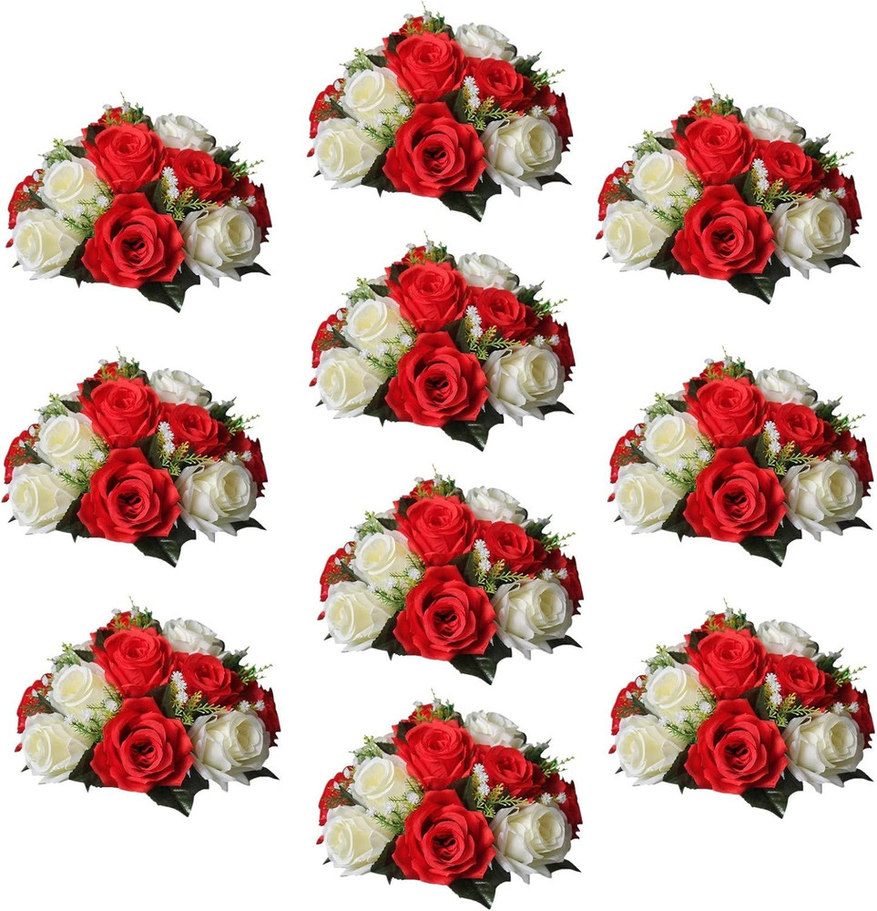 10 Silk Rose Flowers for Wedding/Party Centerpieces & Decorations