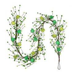 St. Patrick’s Day Garland Decorations – 5.5Ft Shamrock Rag Garland with NU24018