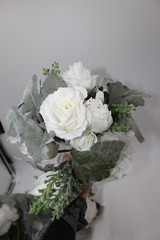 Wedding Artificial Flower Bouquet Lot of 3 Bridesmaid Bridal Flower Girl WHITE