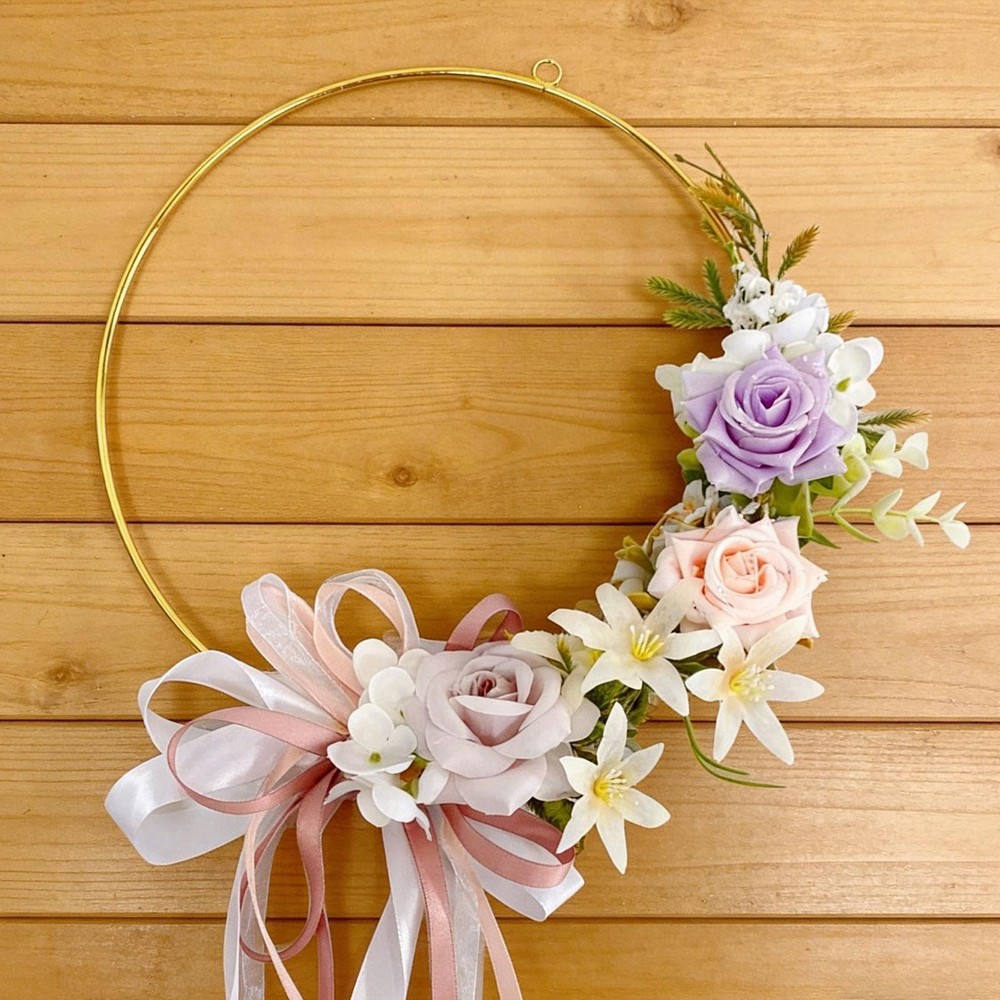 Floral Hoop Wreath Artificial Floral Wreath 25x55cm Decorative Flowers Wall