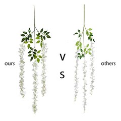 12 Piece Artificial Silk Wisteria Vine 3.6 Feet Hanging Flower Light Blue
