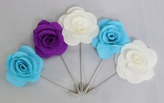 12 Pcs Flower Lapel Pins, Handmade Camellia Flower Boutonniere for Men Women …