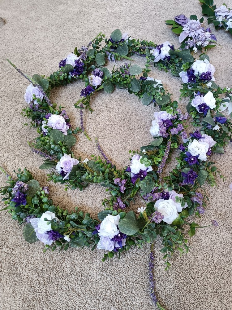 Purple Artificial Flower Garland wreaths for table decor