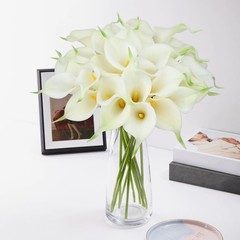 24 Pcs Artificial Flowers Fake Calla Lily Silk Flower Real Touch for White
