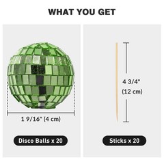 Yescom 20PCS 1.6″ Small Disco Ball Mirror Mini Hanging for Events Wedding Party