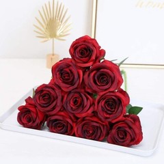 Artificial Flowers Silk Roses Real Touch Bridal Wedding Bouquet for Home