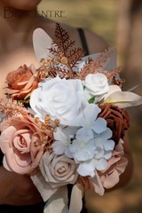 7 Inch Walnut Brown and Nude Wedding Bouquet for Bride Bridesmaid,Small Weddi…