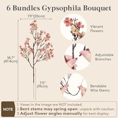 Baby’s Breath Artificial Flowers, Silk Gypsophila Faux Floral 6 Beige Brown
