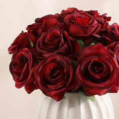 Artificial Flowers Silk Roses Real Touch Bridal Wedding Bouquet for Home Garden