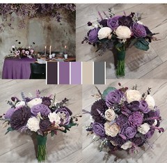 Plum Bridal Sola Wood Bouquet Custom Purple Wedding Flowers Moody Bridesmaid