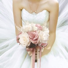 Wedding Bouquets for Bride, Champagne White & Pink Rose Bridal Bouquets for B…