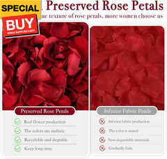 180 PCS Dried Real Red Rose Flower Petals Confetti for Wedding, 1.75oz Preserved