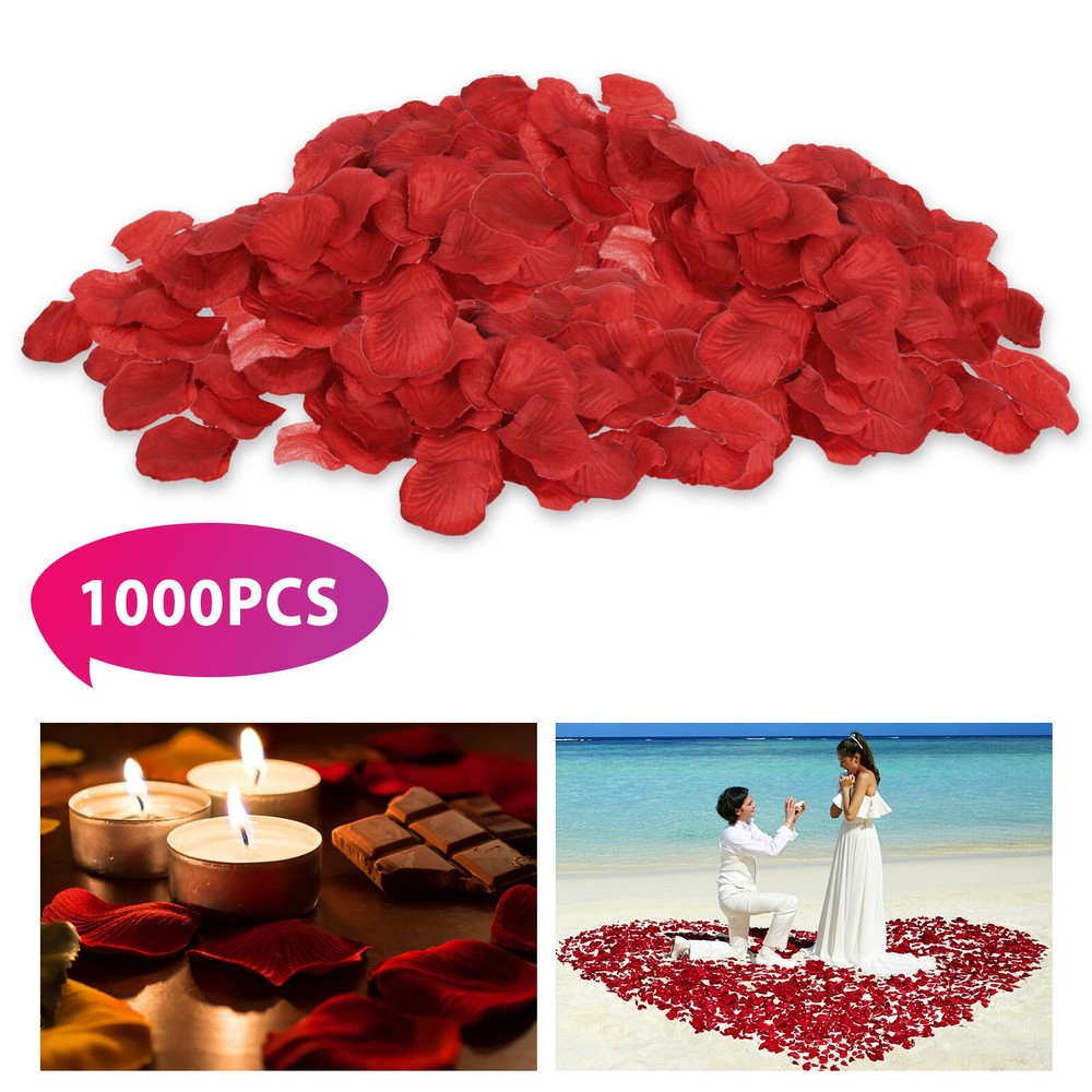 1000PCS Red Artificial Fake Rose Petals Wedding Event Romantic Night Party Decor
