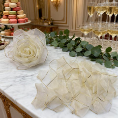 DIY Chiffon Rose Petals with Glistening Gold Edges, 100Pcs Half-Finished. Craft