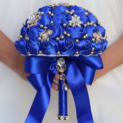 Royal Blue Rose Bud wedding bouquet bridal artificial Sweet 15 bouquet
