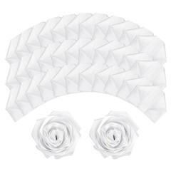 100pcs Eternal Roses Petals Premade Satin Ribbon Flowers White,