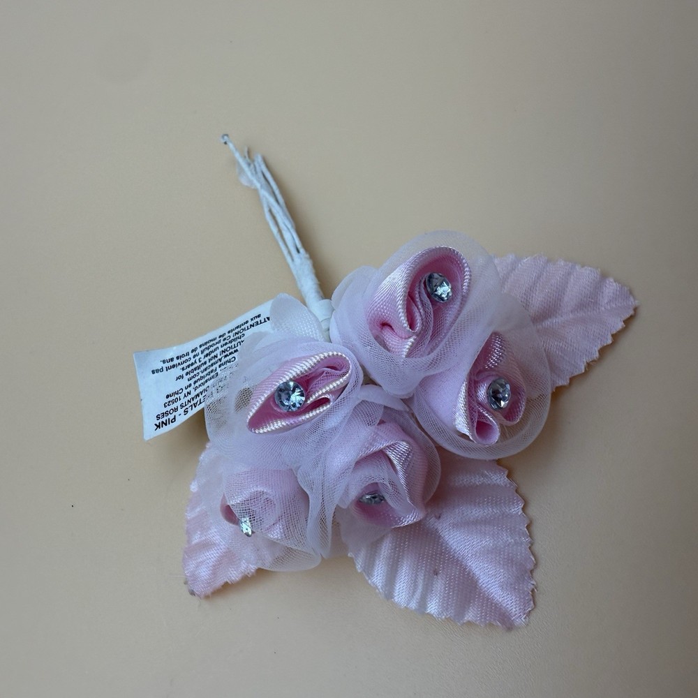 Amscan Satin Sheer Five Flowers With Rhinestones Mini Picks Light Pink