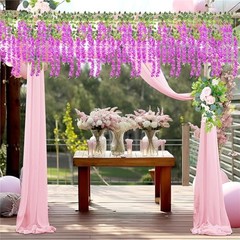 12 Pieces Artificial Wisteria Fuchsia Hanging Flowers – 3.75 Feet/Piece