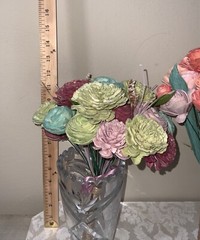 Sola brand faux floral bouquets wood carved roses & more 3 bouquets total