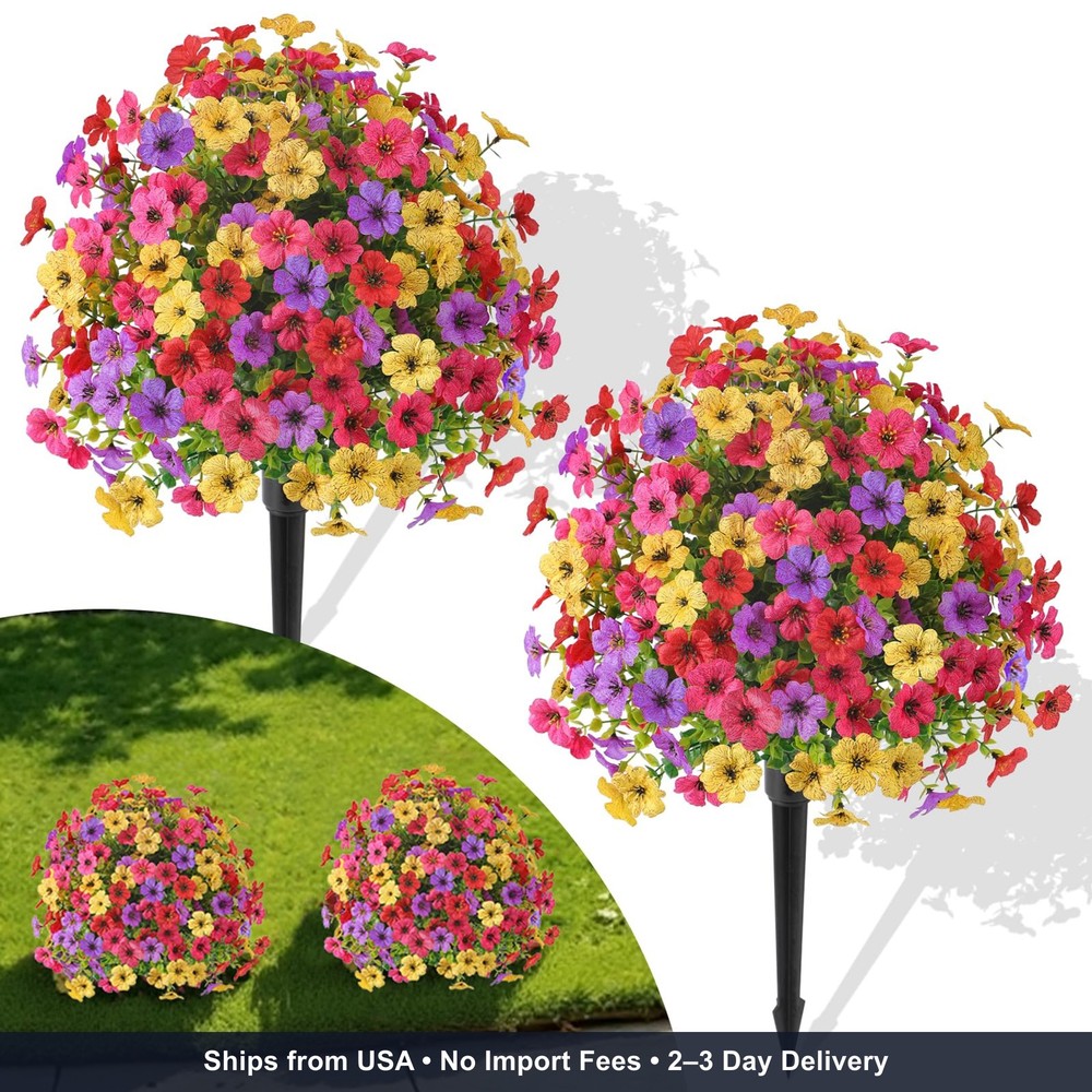 2PC 20in Artificial Topiary Ball Flowers Outdoor UV Resistant Spring Summer