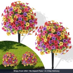 2PC 20in Artificial Topiary Ball Flowers Outdoor UV Resistant Spring Summer