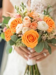 Artificial Rose Flowers Real Touch Fake Flowers with Stem 30PCS Orange-1