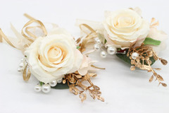 Corsage and Boutonniere Set, Handmade Artificial Peony Rose Wrist Corsage Wristl