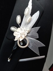 Boutonniere for men Prom Wedding One-of-a-Kind New Ribbon Flowers Bling