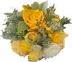 Yellow White Rose Small Peonies Artificial Wedding Bridal Bouquet Flowers New